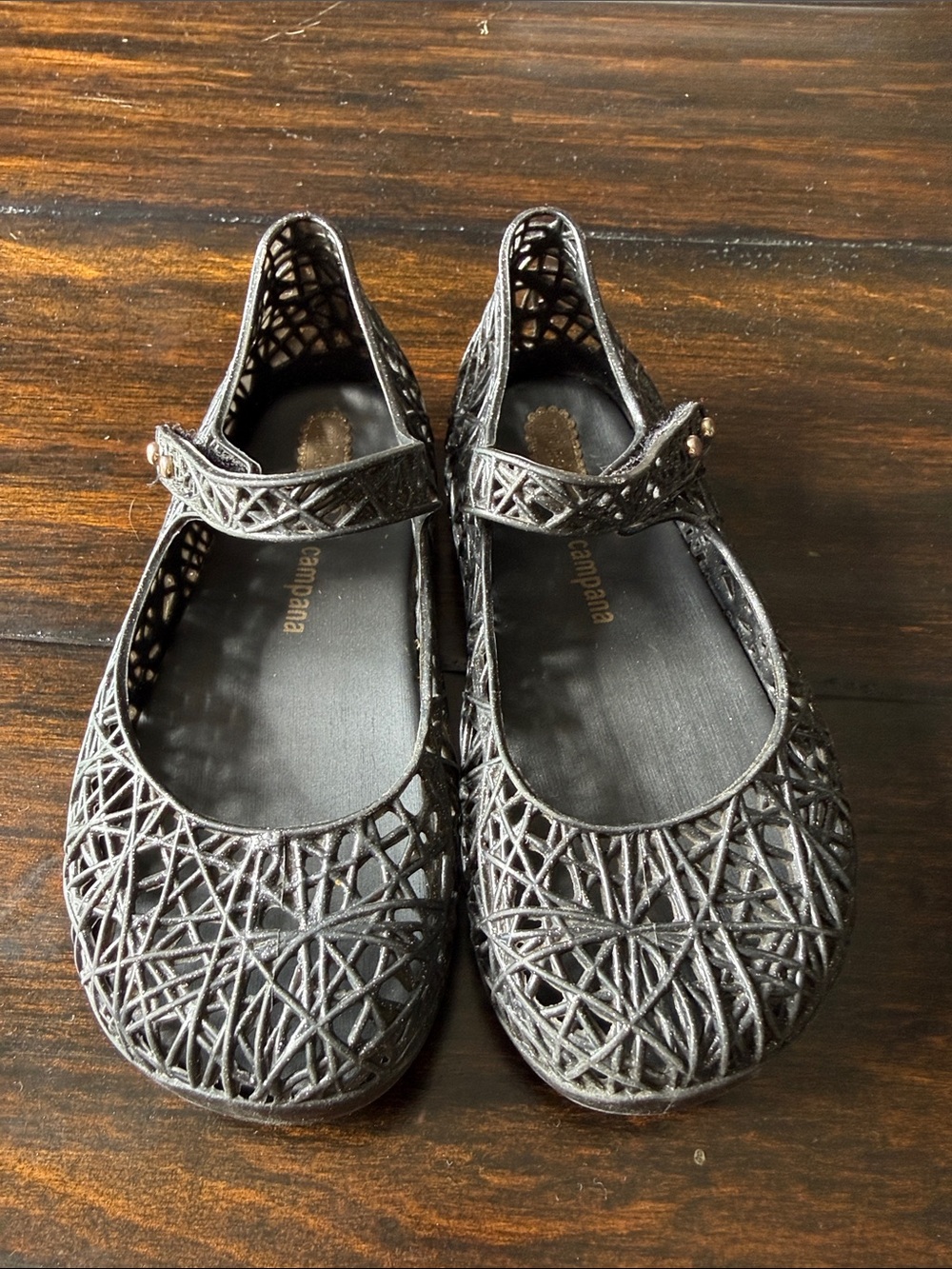 Mini Melissa Black Woven Mary Jane Sandals with Strap